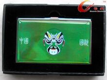 文渊阁 京剧脸谱 朱温 幻彩贴面翻盖不锈钢名片盒 外事礼品001