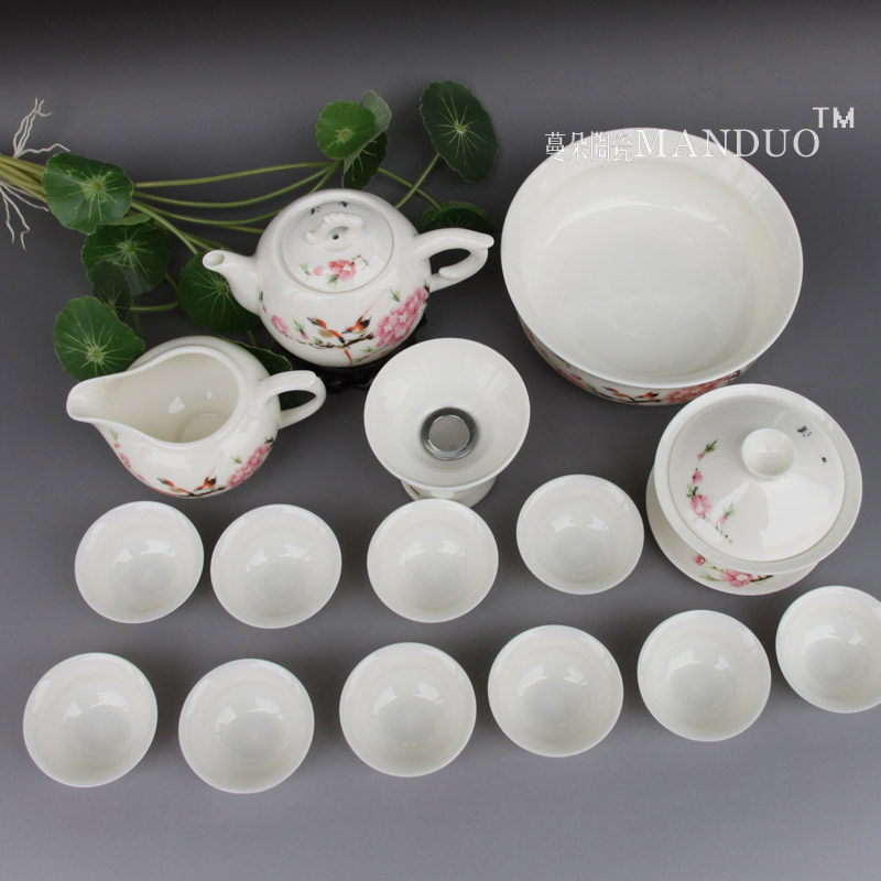 高檔水點桃花茶具套裝 帶茶海茶漏公道杯蓋碗茶壺茶杯套裝二在類目 餐飲具, 茶具, 整套茶具中 - 來自Buy2taobao.com提供專業的淘寶代購服務