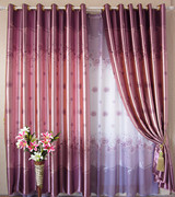 高档全遮光遮阳布双面紫色，玫瑰窗帘防晒隔热客厅卧室