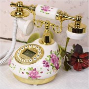 陶瓷田园仿古电话机家用欧式复古固定电话客厅老式座机