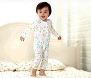 初生婴儿竹纤维套装0-1-2岁夏季薄款内衣纯棉长袖睡衣服哈衣爬服