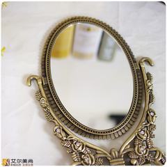 复古欧式镜子女化妆镜台式公主镜便携折叠小圆镜桌面梳妆镜台镜