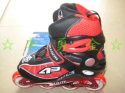 A3 可调直排轮滑鞋 儿童溜冰鞋 铝架旱冰鞋 黑红套装送包