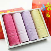 彩色竹纤维毛巾礼盒六条装刺绣logo印刷包装礼物，烫金妇女神节