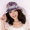夏季女布帽韩版大沿太阳帽，可折叠防晒遮阳帽，蝴蝶结透气盆帽沙滩帽