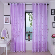 欧式紫色遮光布窗帘(布窗帘，)高档绣花窗，纱帘卧室客厅成品定制田园