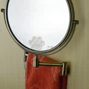 青铜仿古壁挂8寸3倍放大化妆镜双面镜，美容镜伸缩镜