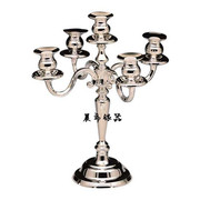 欧式镀银五头烛台浪漫婚庆道具，创意烛光晚餐客厅餐桌软装摆件