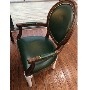 美式复古做旧餐椅酒店咖啡，椅实木橡木椅子，欧式餐厅扶手靠背书桌椅