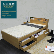 日式榻榻米床简约现代板式床储物高箱床婚床1.5米1.8双人床木床类