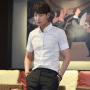 青年韩版修身白色短袖衬衫男衬衣夏商务休闲免烫英伦男装衣服