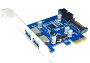 台式机PCI-E转USB3.0 2位前置20PIN+后置2口扩展卡 带SATA电源口