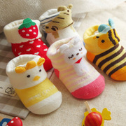 5双！新生婴儿袜纯棉动物造型手工缝头无骨卡通立体宝宝袜子