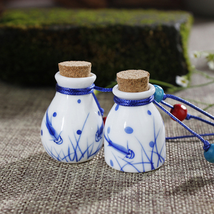 景德镇陶瓷原创纯手工漂流瓶，许愿瓶吊坠，项链精油瓶挂件
