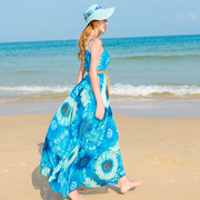 泰国沙滩裙海滩长裙女夏大码胖mm波，西米亚海边度假显瘦吊带连衣裙