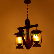 欧式复古地中海实木餐厅吊灯灯美式乡村书房灯煤油马灯酒吧灯具