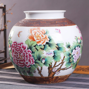 景德镇陶瓷器大师手绘瓷花瓶，摆件干花插花新中式客厅装饰品摆设