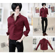 H-201302-01酒红色长袖衬衫/FR男 娃衣