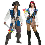 万圣节男女海盗服装，加勒比海盗cosplay服装杰克船，长假发表演出服