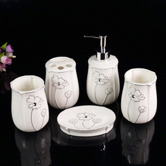 欧式陶瓷卫浴五件套装陶瓷浴室用品洗漱套件牙刷杯具套件新婚