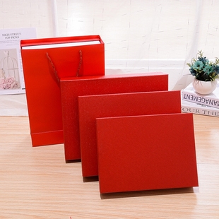 长方形红色结婚伴手礼盒礼服鞋子钱包围巾盒文艺生日包装盒定制