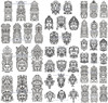 A0537矢量印度玛雅原始部落复古雕塑面具立柱图腾崇拜 AI设计素材