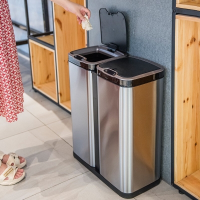 不锈钢智能感应垃圾桶欧式家用客厅厨房卫生间，带盖分类电动大