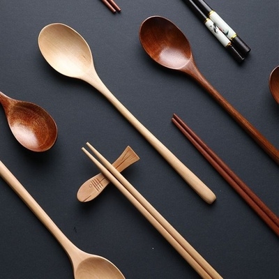 日式和风勺筷g便携式套装餐具木质复古勺筷环保旅行大学生勺子筷