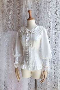 伊丽娅秋款洛丽塔原创日系lolita洋装长袖娃娃领修身雪纺蕾丝衬衫
