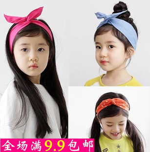 韩国儿童表演头饰品，女童布艺兔耳朵，发箍蝴蝶结发带头带可爱卖萌