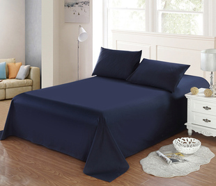 全棉四季款简约素色深蓝色单品床单纯棉斜纹，活性印染纯色单色被单