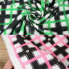 韩国进口绿色粉红色小花格子，独特编织雪纺布料不透连衣裙上衣面料