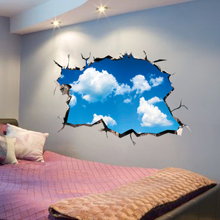 3d立体墙贴纸贴画个性创意，装饰品宿舍卧室背景墙仿真壁画墙纸自粘