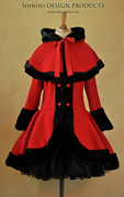 售完展示·星河设计 K安娜动漫衍生lolita羊毛呢女装大衣 加厚红