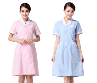 悦兰心粉色蓝色护士服，夏装短袖环保，面料药店工作服nx-6