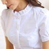 小立领衬衫女短袖白色修身2023夏季夏天半袖薄款职业白衬衣(白衬衣)寸