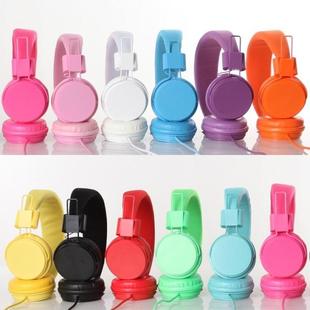 韩版糖果彩色头戴式耳机，线控手机笔记本电脑单孔通用耳麦，男女生潮