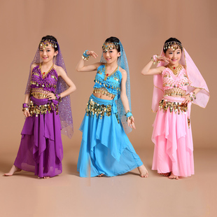六一少儿舞蹈表演儿童，肚皮舞套装女童，印度舞演出服荷叶套装
