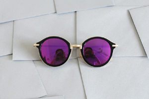 STB vintage复古60S椭圆形金属架彩色反光镜面墨镜太阳眼镜