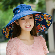 太阳帽子超大沿沙滩，帽女士户外遮阳帽，夏天凉帽防紫外线防晒可折叠