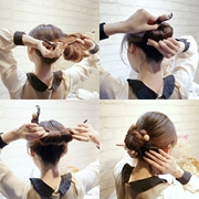 韩国气质丸子头盘发器造型器懒人头饰珍珠花朵烧边盘发神器发饰女