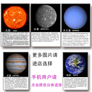 太阳系9大行星图海报挂画行星，中文简介图早教，校园装饰画月球
