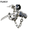 YUKI男士925纯银耳钉个性潮霸气耳饰日本原创设计镶嵌宝石银饰