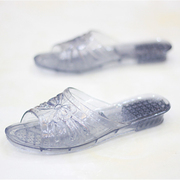 水晶透明塑料拖鞋女夏季学生浴室洗澡居家用室内防滑防臭平底拖鞋