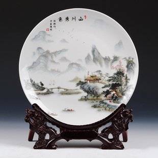 景德镇陶瓷器挂盘装饰盘子现代中式客厅装饰品摆件logo定制