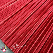 24秋冬光感压褶布料，大红色电光工字褶压皱褶，金丝绒百褶裙子面料
