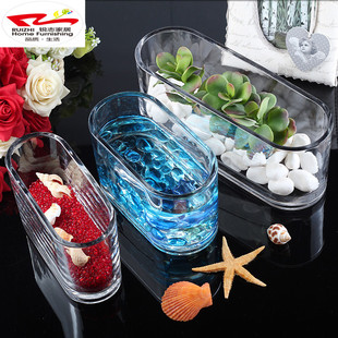 超白透明金鱼缸(金鱼缸，)水族箱玻璃长方形，水培植物容器花瓶桌面摆放