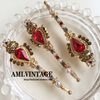 欧洲宫廷风古董vintage权杖红宝石，胸针质感玻璃水晶，莱茵石胸针(石胸针)