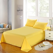 全棉纯色黄色床单 纯棉素色床笠单双人枕套酒店宿舍床品1.5m1.8m