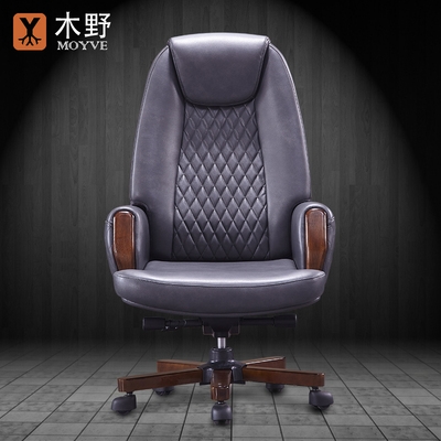 时尚老板椅真皮总裁，电脑椅子欧式实木办公转椅，白色牛皮大班椅